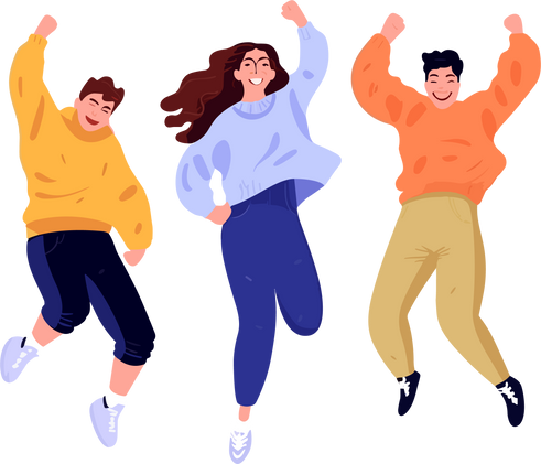 vector young people jumping and having fun