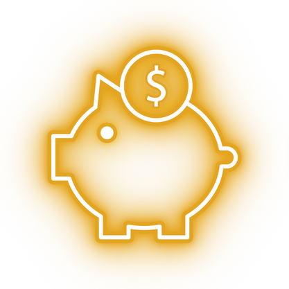 Neon yellow piggy bank icon